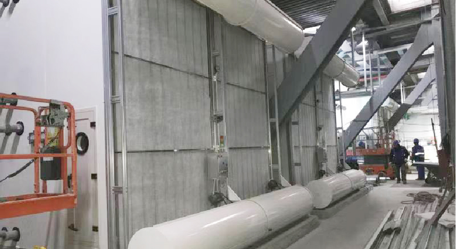 德淮半導體新建車間 卷簾過濾器安裝現場（自動控制卷簾過濾棉更換）